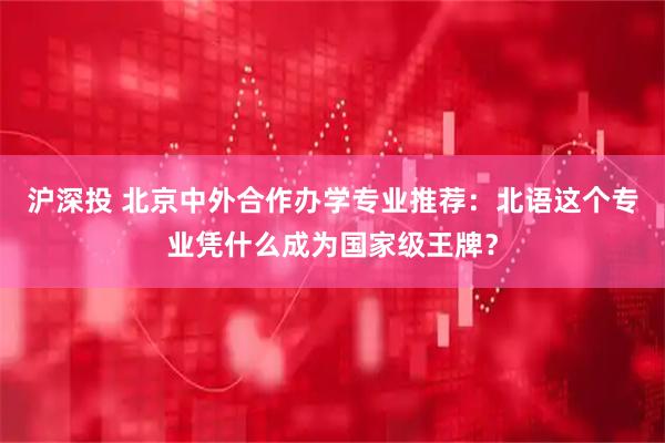 沪深投 北京中外合作办学专业推荐：北语这个专业凭什么成为国家级王牌？